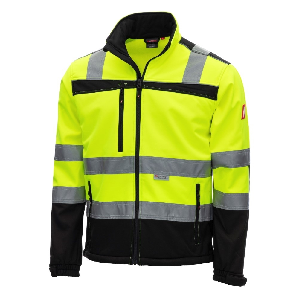 NITRAS MOTION TEX VIZ, Warnschutz-Softshelljacke, neongelb / schwarz, EN ISO 13688, EN ISO 20471
