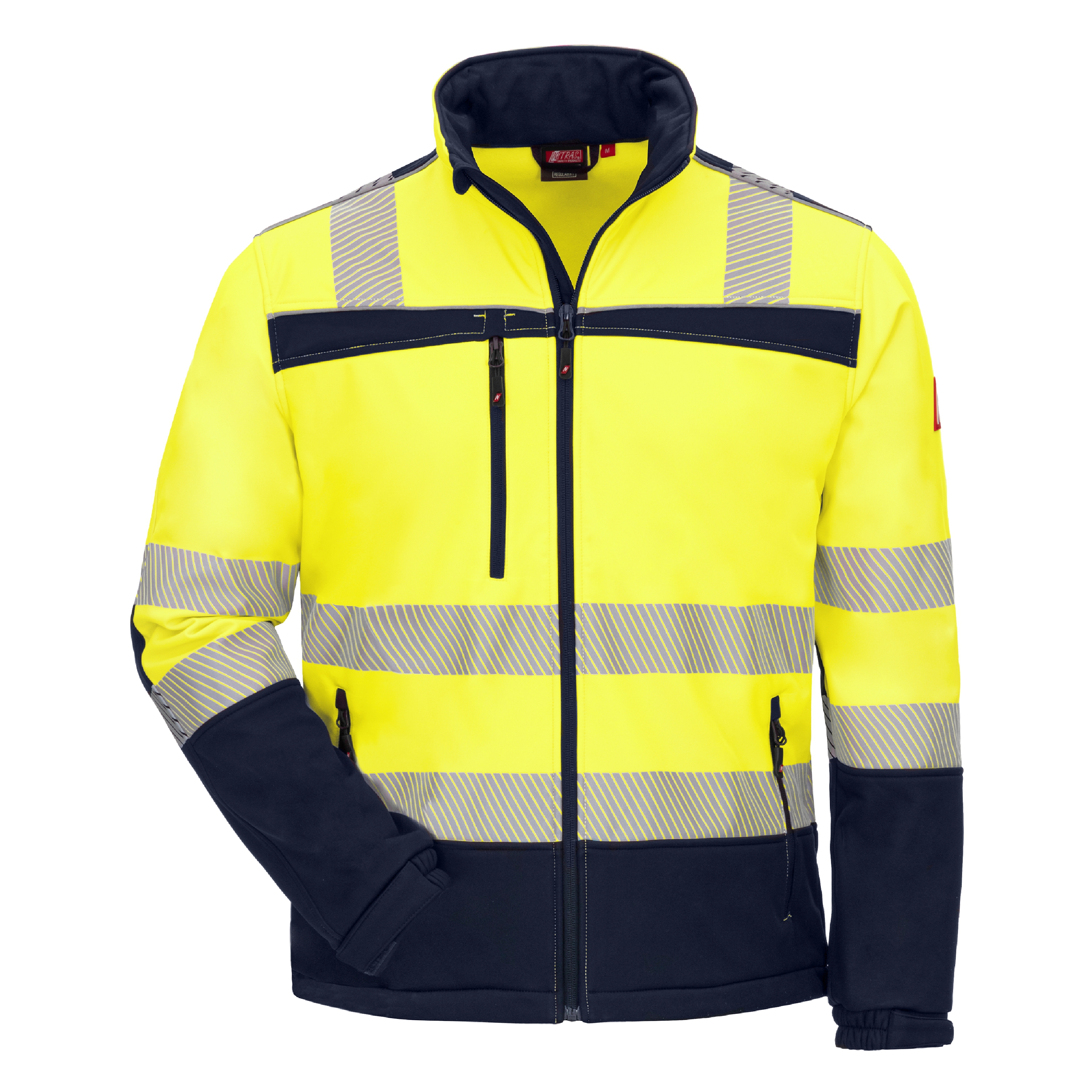 Warnschutz-Softshelljacke "Nitras Motion Tex Viz 7172", segmentierte Reflexstreifen