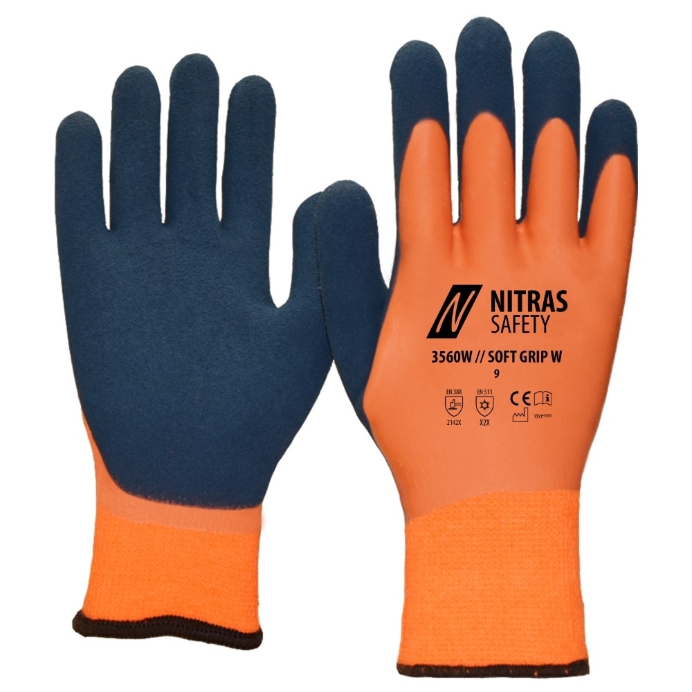 NITRAS SOFT GRIP W, Winterhandschuhe, orange / dunkelblau, EN 388, EN 511