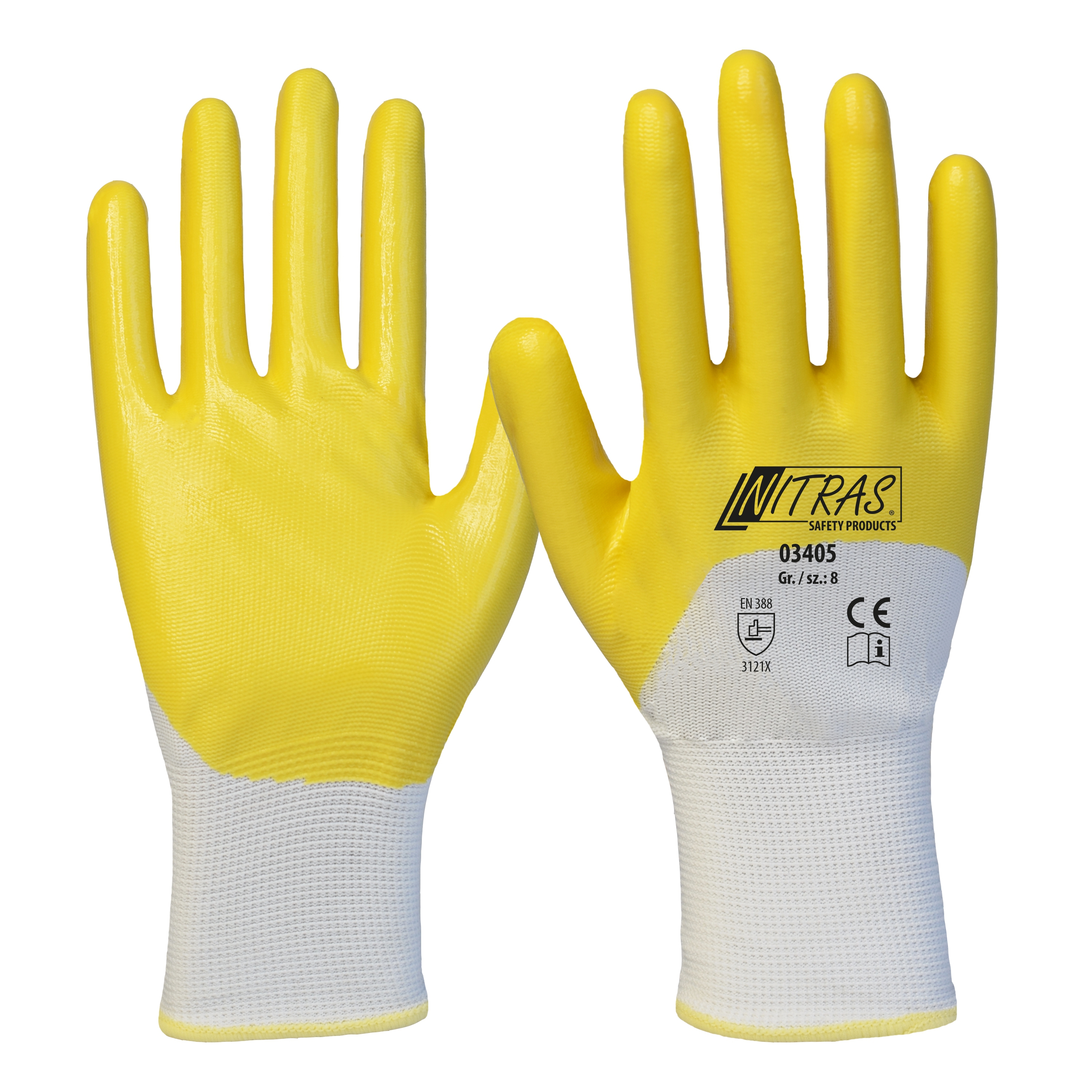 Handschuhe Nitril, Polyester, gelb, Strickbund